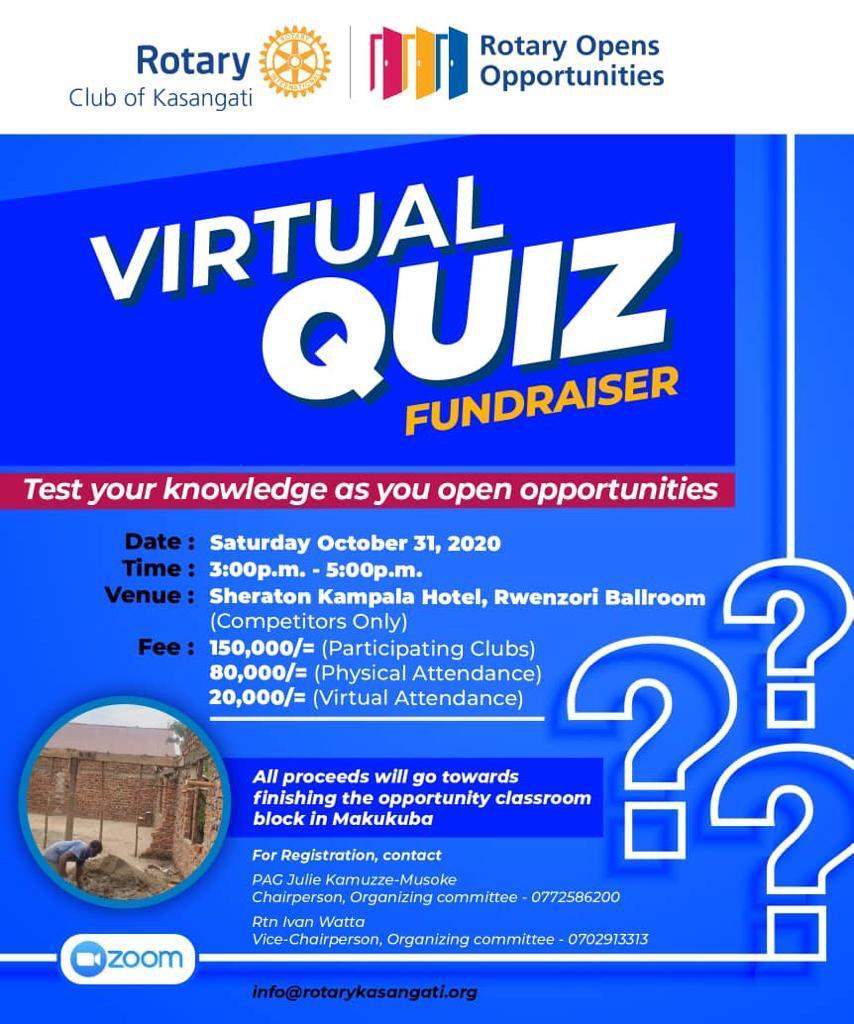 The virtual Quiz Fundraiser Rotary Club of Kasangati